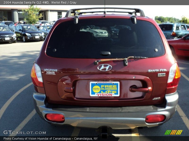 Merlot Red / Gray 2004 Hyundai Santa Fe GLS 4WD