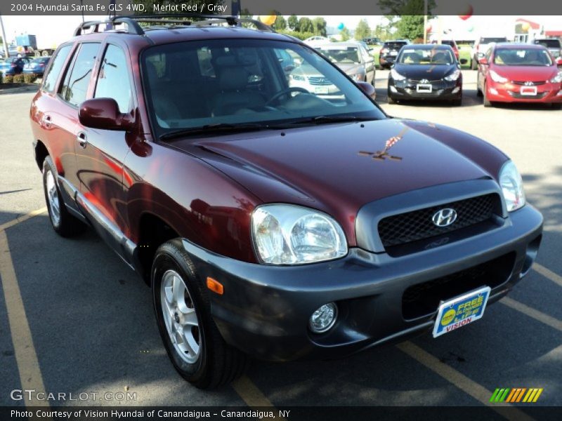 Merlot Red / Gray 2004 Hyundai Santa Fe GLS 4WD