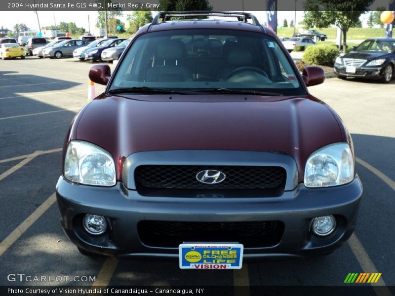 Merlot Red / Gray 2004 Hyundai Santa Fe GLS 4WD