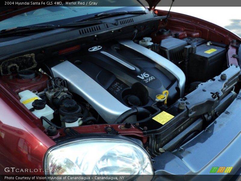 Merlot Red / Gray 2004 Hyundai Santa Fe GLS 4WD