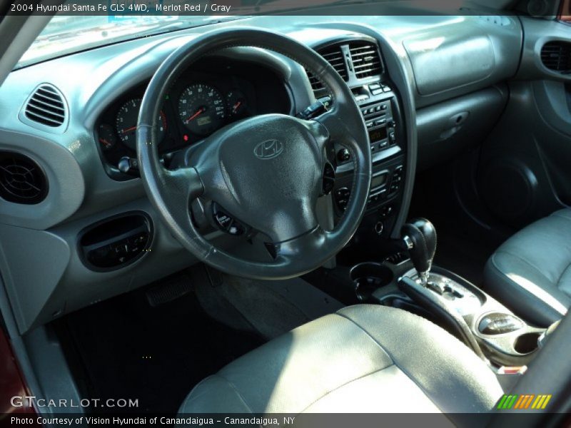 Merlot Red / Gray 2004 Hyundai Santa Fe GLS 4WD