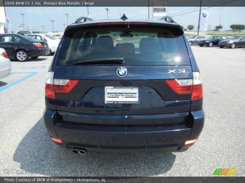 Monaco Blue Metallic / Beige 2008 BMW X3 3.0si