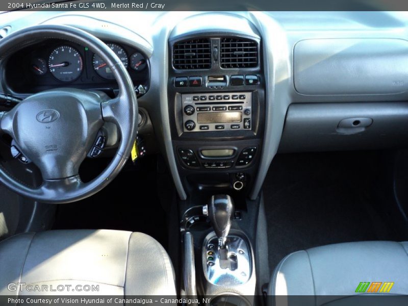 Merlot Red / Gray 2004 Hyundai Santa Fe GLS 4WD