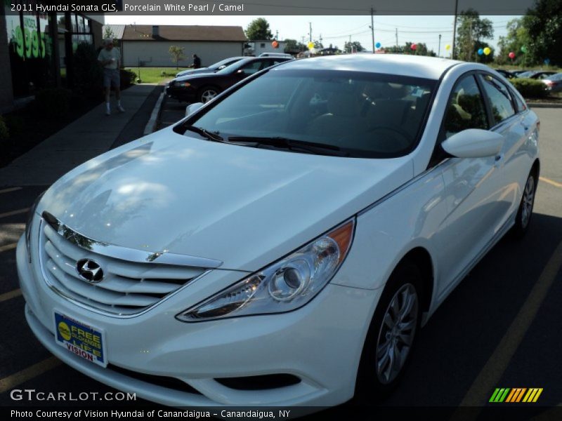 Porcelain White Pearl / Camel 2011 Hyundai Sonata GLS