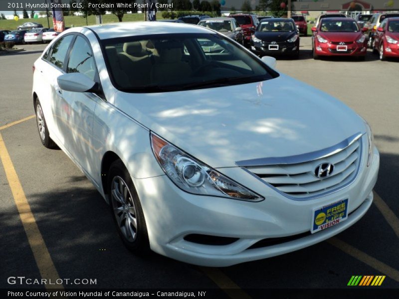 Porcelain White Pearl / Camel 2011 Hyundai Sonata GLS