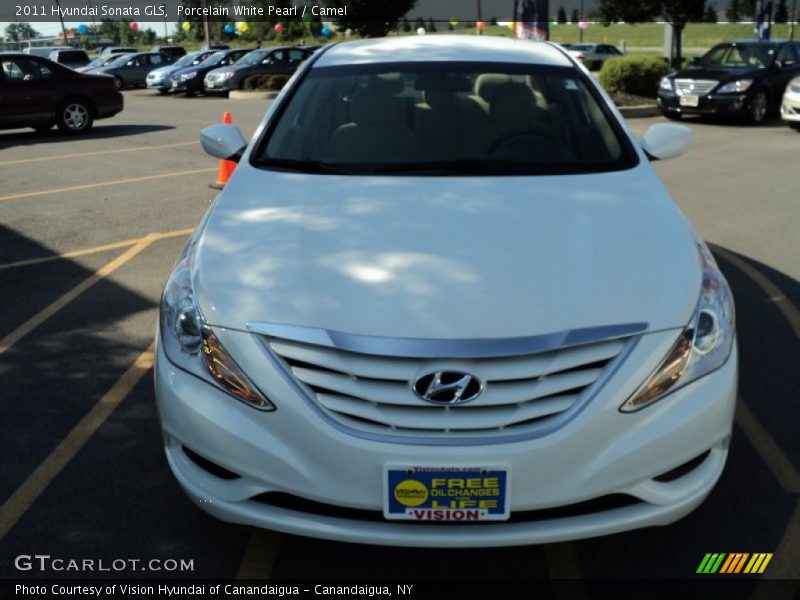 Porcelain White Pearl / Camel 2011 Hyundai Sonata GLS