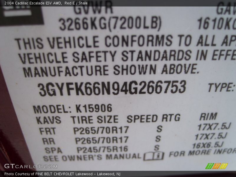 Red E / Shale 2004 Cadillac Escalade ESV AWD