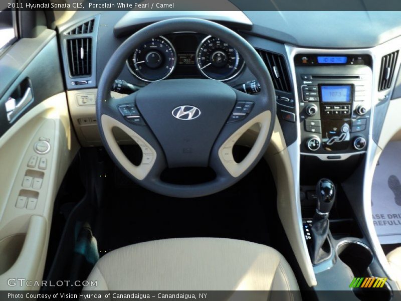 Porcelain White Pearl / Camel 2011 Hyundai Sonata GLS