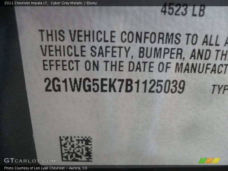 Cyber Gray Metallic / Ebony 2011 Chevrolet Impala LT