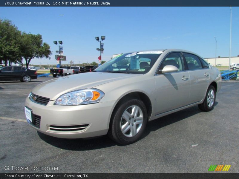 Gold Mist Metallic / Neutral Beige 2008 Chevrolet Impala LS