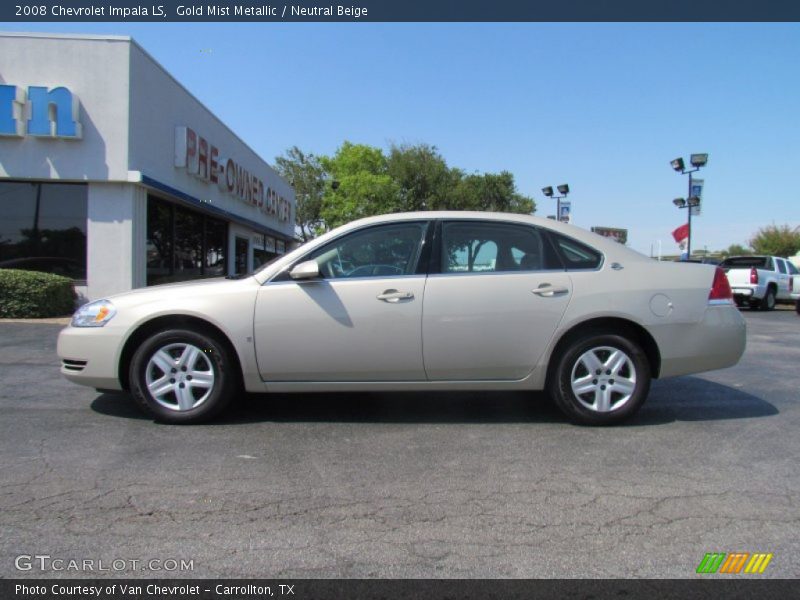 Gold Mist Metallic / Neutral Beige 2008 Chevrolet Impala LS