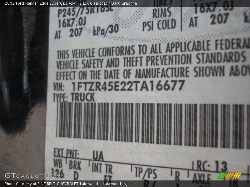 Black Clearcoat / Dark Graphite 2002 Ford Ranger Edge SuperCab 4x4