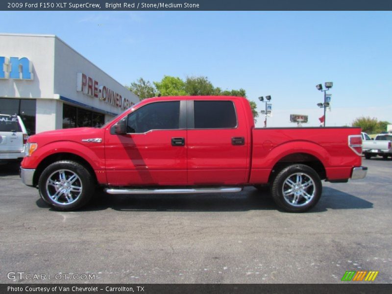 Bright Red / Stone/Medium Stone 2009 Ford F150 XLT SuperCrew