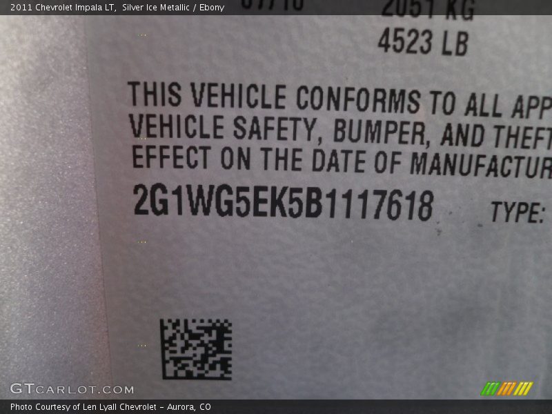 Silver Ice Metallic / Ebony 2011 Chevrolet Impala LT