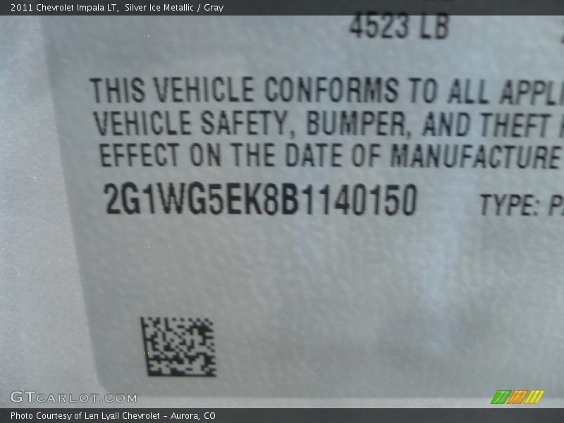 Silver Ice Metallic / Gray 2011 Chevrolet Impala LT