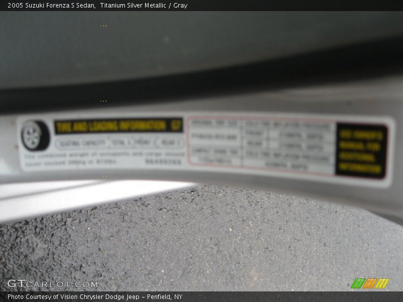 Titanium Silver Metallic / Gray 2005 Suzuki Forenza S Sedan