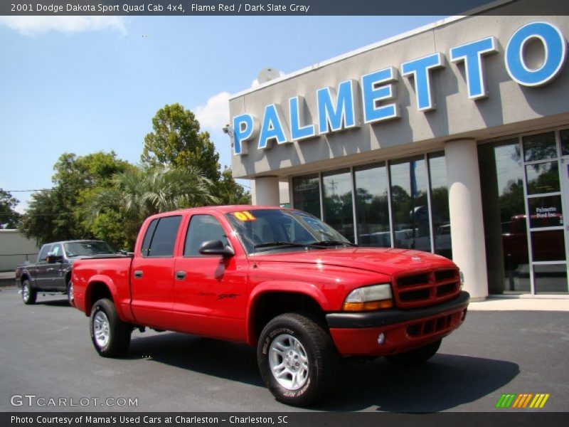 Flame Red / Dark Slate Gray 2001 Dodge Dakota Sport Quad Cab 4x4