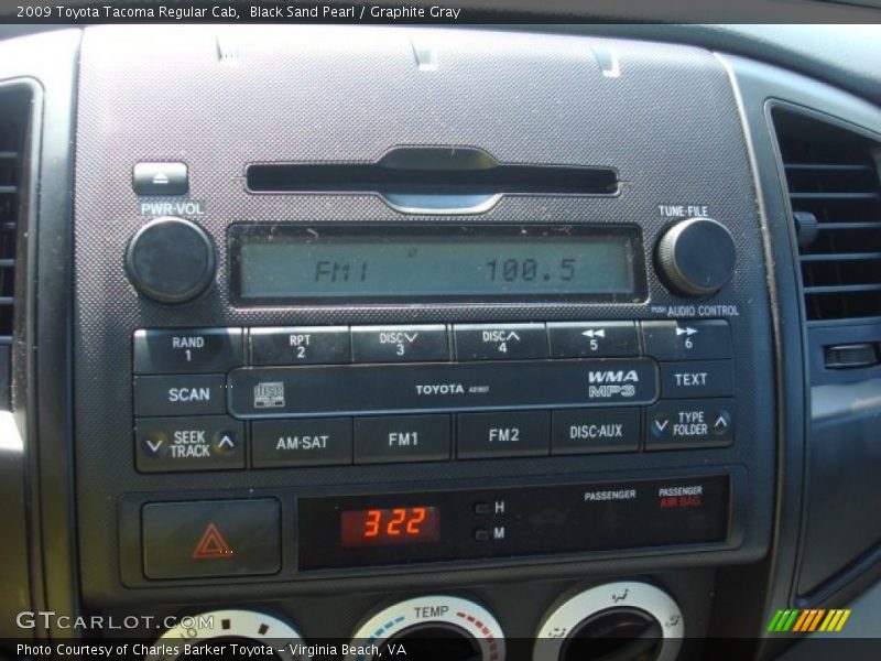 Black Sand Pearl / Graphite Gray 2009 Toyota Tacoma Regular Cab