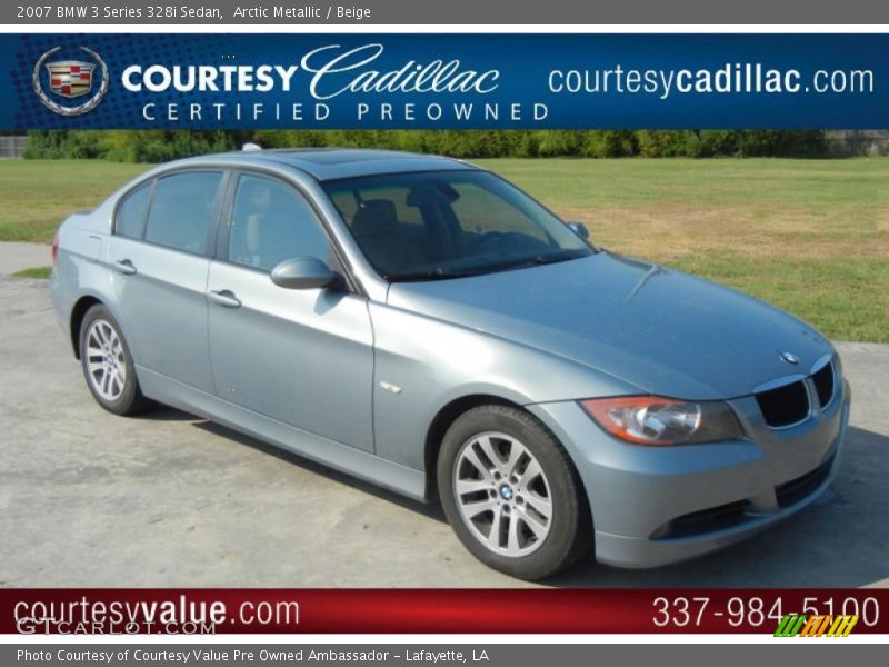 Arctic Metallic / Beige 2007 BMW 3 Series 328i Sedan