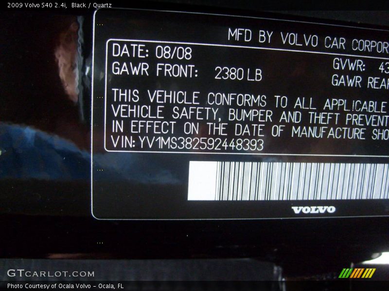 Black / Quartz 2009 Volvo S40 2.4i