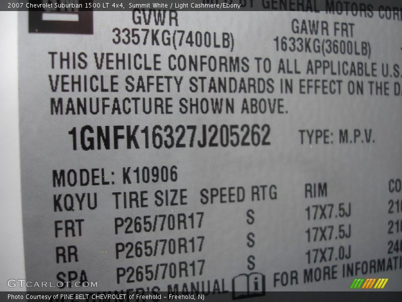 Summit White / Light Cashmere/Ebony 2007 Chevrolet Suburban 1500 LT 4x4