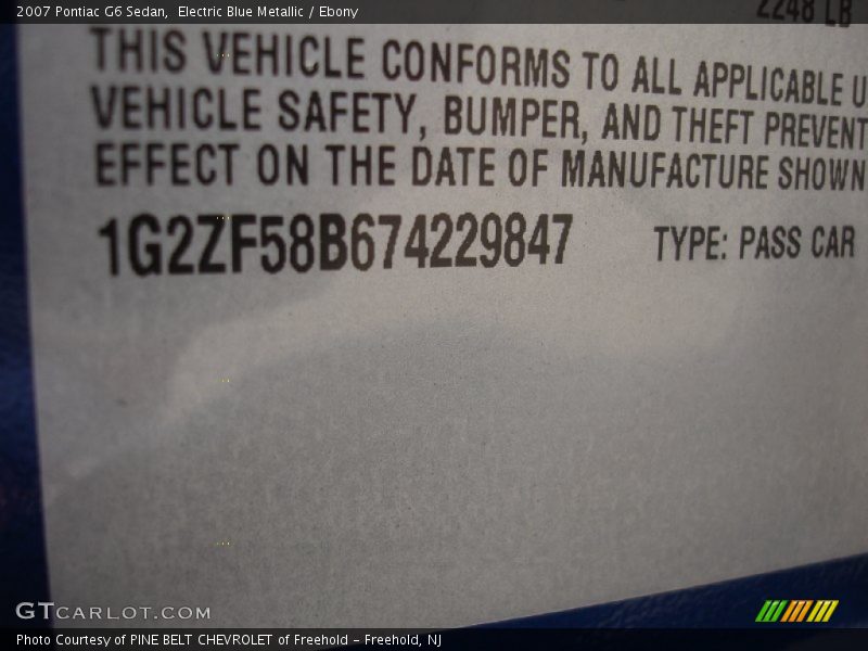 Electric Blue Metallic / Ebony 2007 Pontiac G6 Sedan