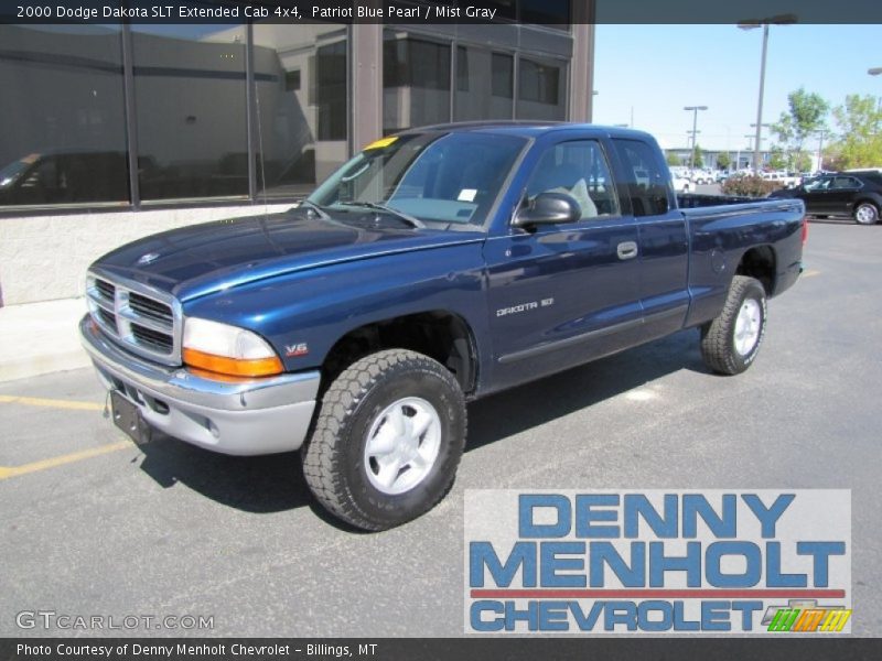 Patriot Blue Pearl / Mist Gray 2000 Dodge Dakota SLT Extended Cab 4x4