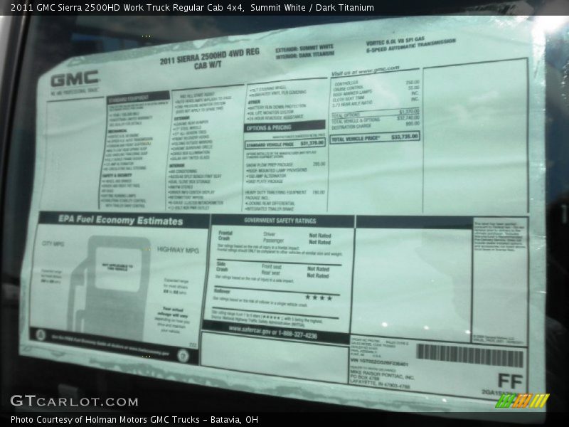 Summit White / Dark Titanium 2011 GMC Sierra 2500HD Work Truck Regular Cab 4x4