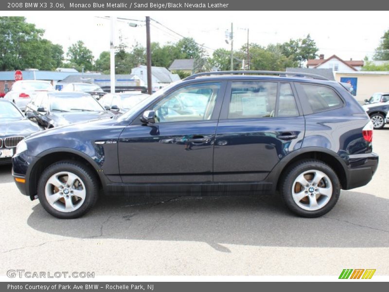 Monaco Blue Metallic / Sand Beige/Black Nevada Leather 2008 BMW X3 3.0si