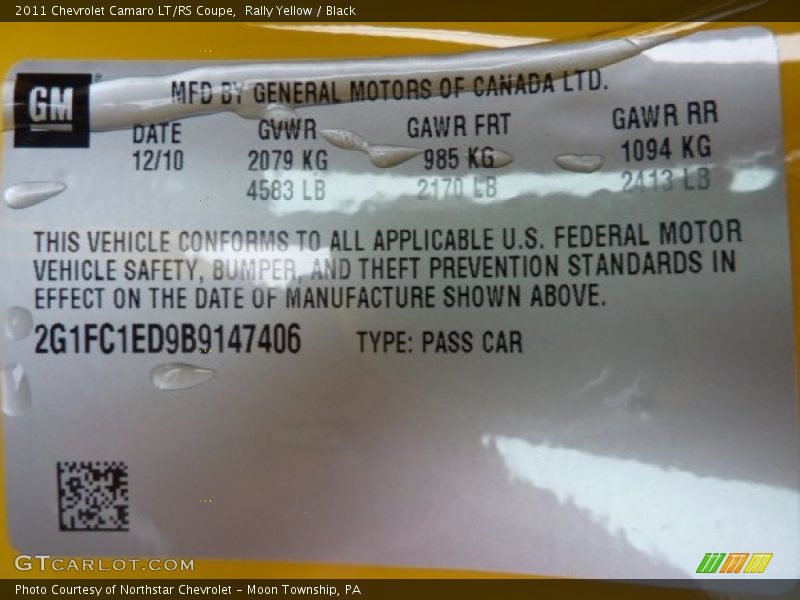 Rally Yellow / Black 2011 Chevrolet Camaro LT/RS Coupe