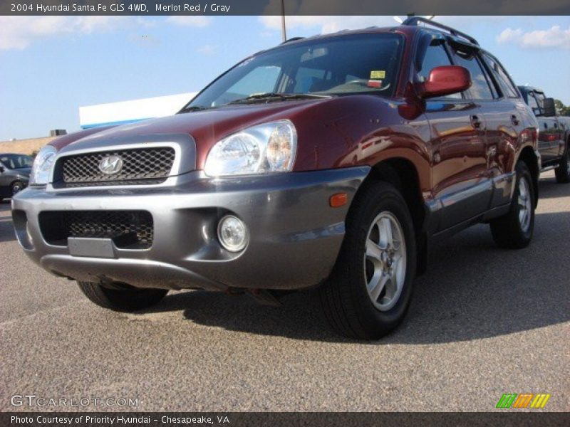 Merlot Red / Gray 2004 Hyundai Santa Fe GLS 4WD
