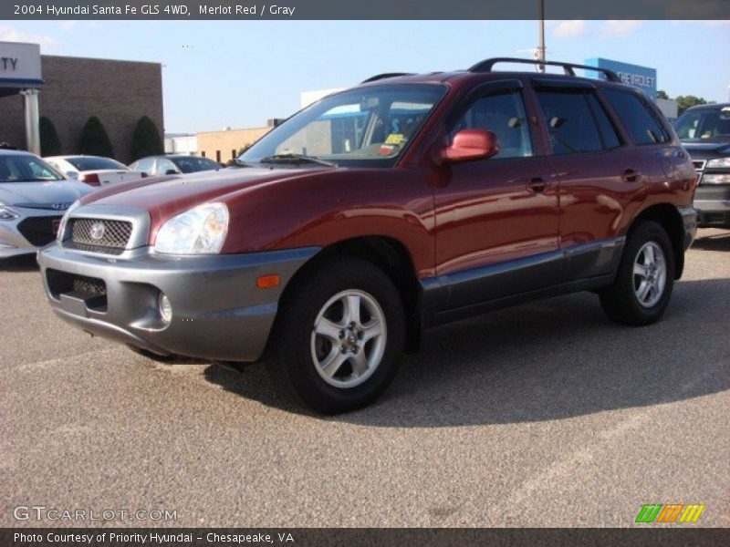 Merlot Red / Gray 2004 Hyundai Santa Fe GLS 4WD