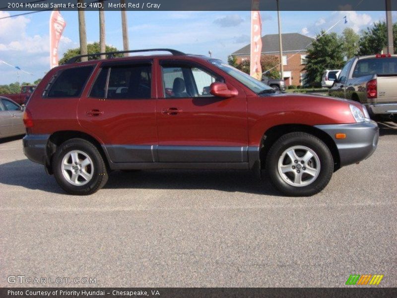 Merlot Red / Gray 2004 Hyundai Santa Fe GLS 4WD