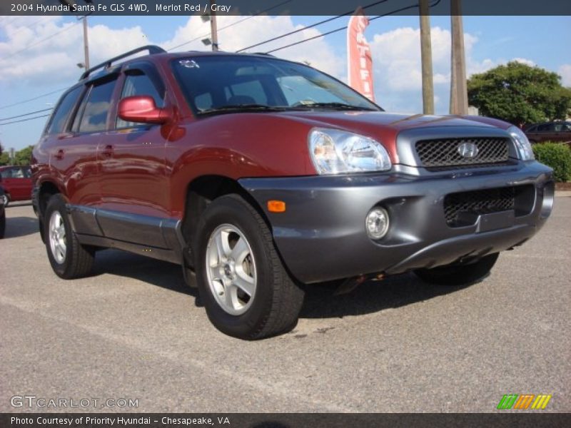 Merlot Red / Gray 2004 Hyundai Santa Fe GLS 4WD