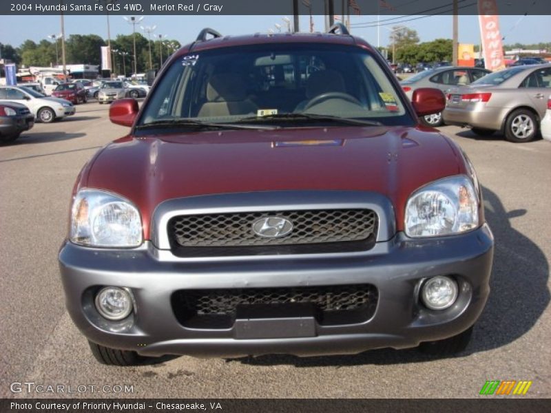 Merlot Red / Gray 2004 Hyundai Santa Fe GLS 4WD
