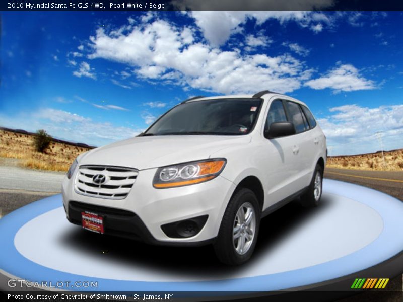 Pearl White / Beige 2010 Hyundai Santa Fe GLS 4WD