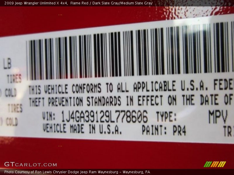 Flame Red / Dark Slate Gray/Medium Slate Gray 2009 Jeep Wrangler Unlimited X 4x4