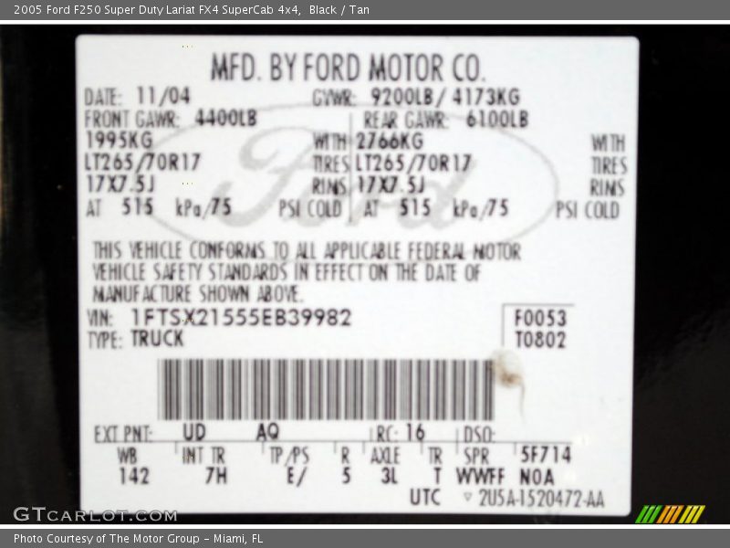 Black / Tan 2005 Ford F250 Super Duty Lariat FX4 SuperCab 4x4