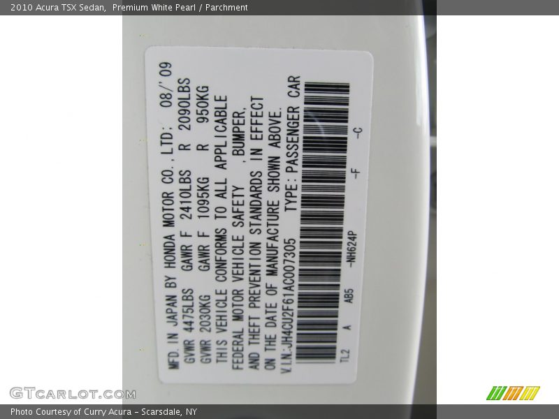 Premium White Pearl / Parchment 2010 Acura TSX Sedan