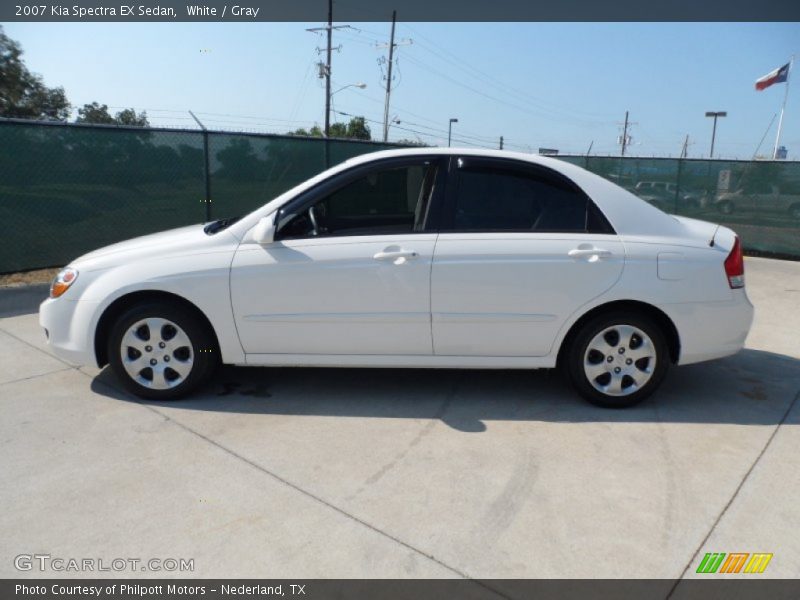 White / Gray 2007 Kia Spectra EX Sedan