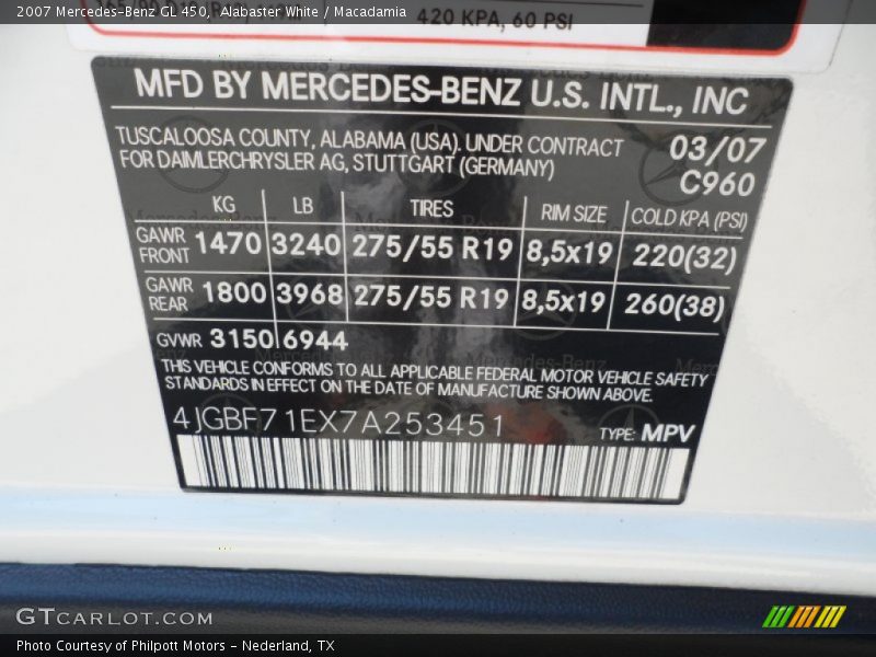 Alabaster White / Macadamia 2007 Mercedes-Benz GL 450
