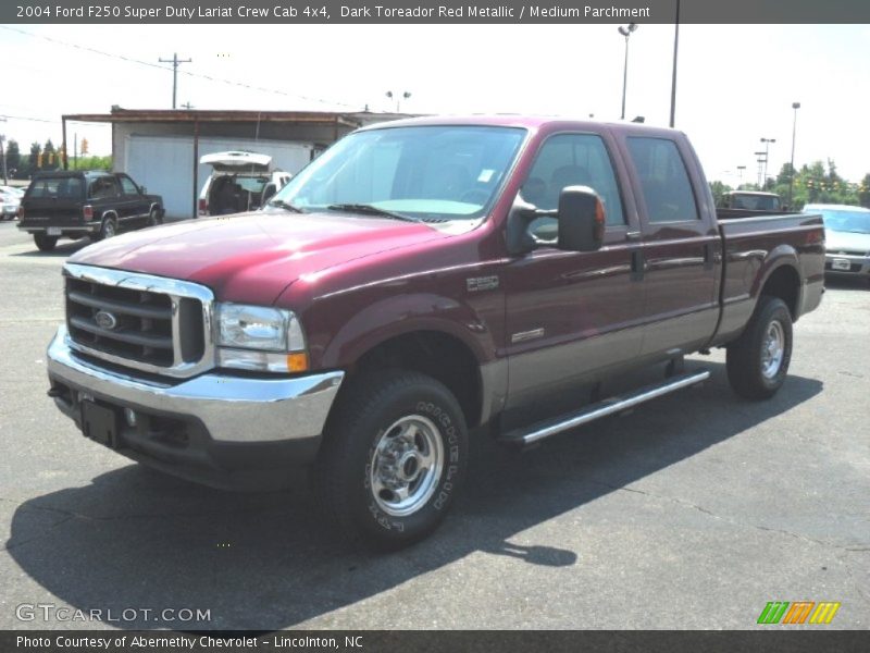 Dark Toreador Red Metallic / Medium Parchment 2004 Ford F250 Super Duty Lariat Crew Cab 4x4