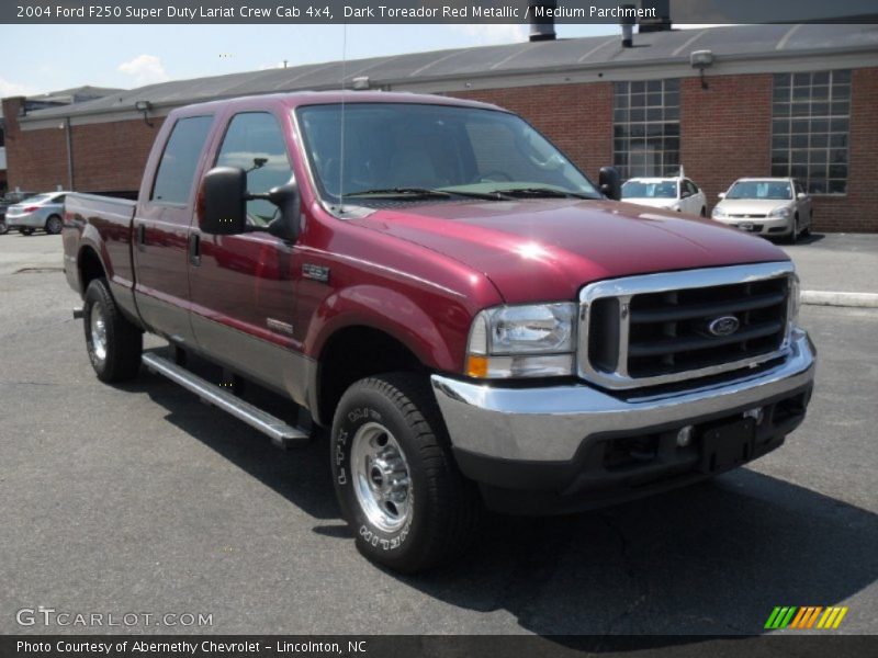 Dark Toreador Red Metallic / Medium Parchment 2004 Ford F250 Super Duty Lariat Crew Cab 4x4