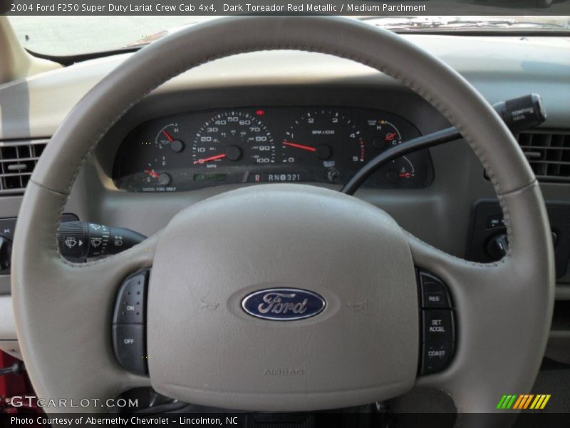 Dark Toreador Red Metallic / Medium Parchment 2004 Ford F250 Super Duty Lariat Crew Cab 4x4