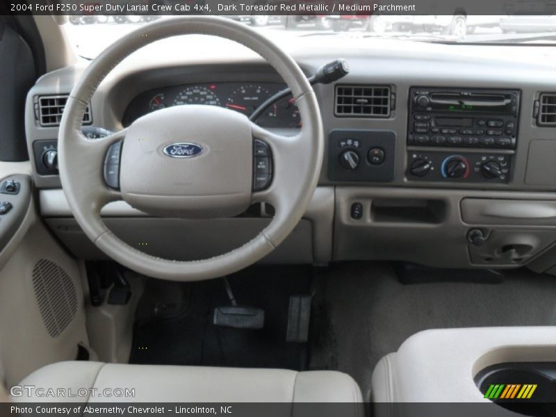 Dark Toreador Red Metallic / Medium Parchment 2004 Ford F250 Super Duty Lariat Crew Cab 4x4