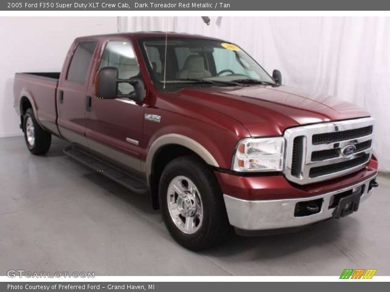 Dark Toreador Red Metallic / Tan 2005 Ford F350 Super Duty XLT Crew Cab