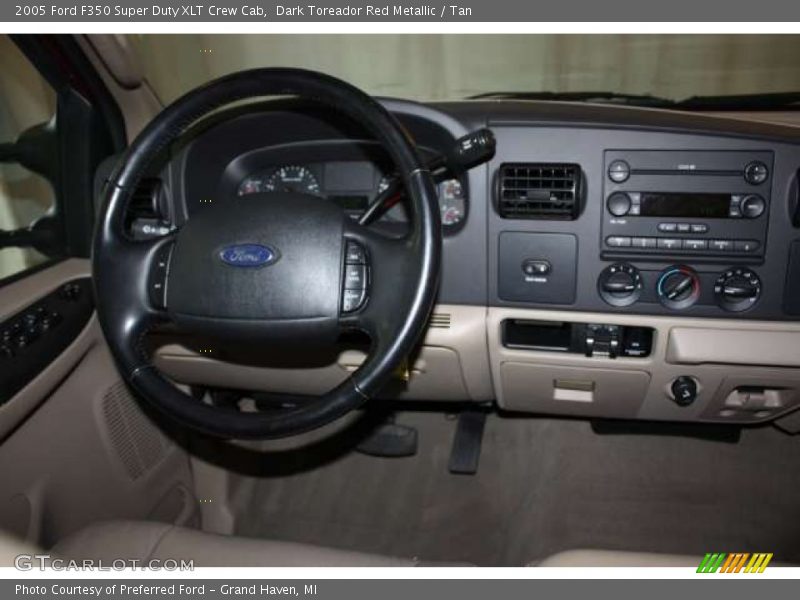 Dark Toreador Red Metallic / Tan 2005 Ford F350 Super Duty XLT Crew Cab