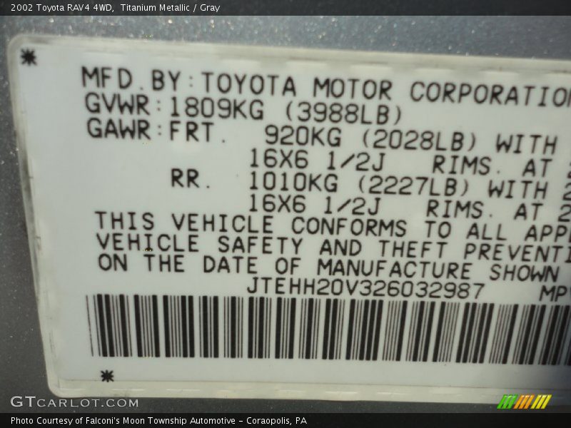 Titanium Metallic / Gray 2002 Toyota RAV4 4WD