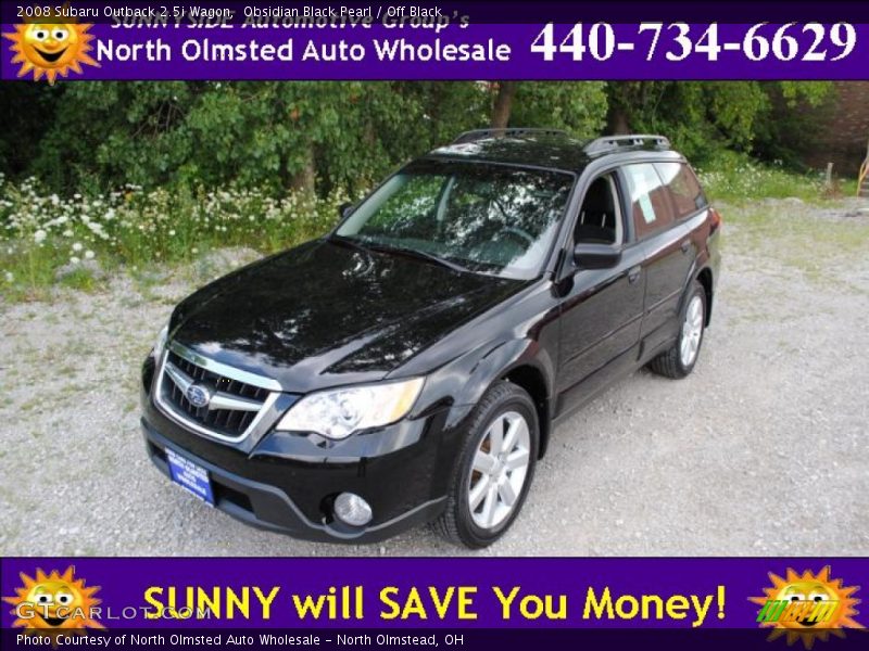 Obsidian Black Pearl / Off Black 2008 Subaru Outback 2.5i Wagon
