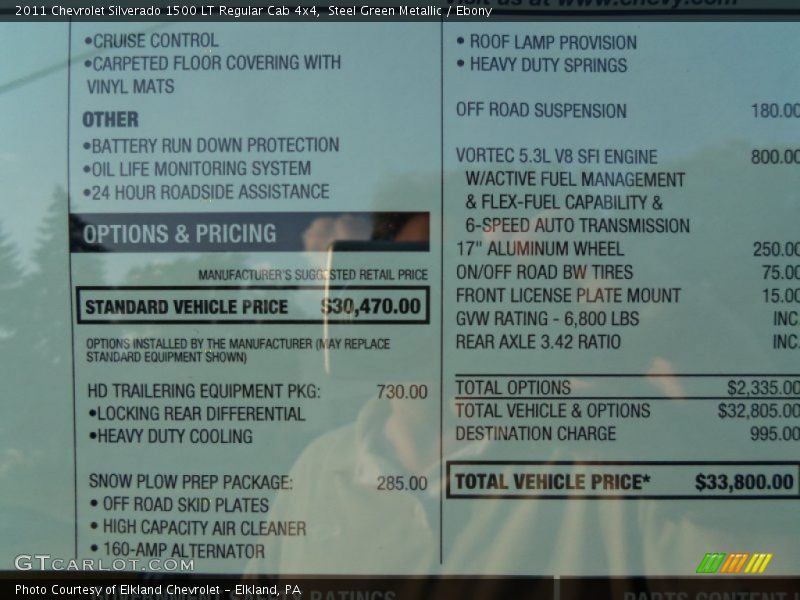 Steel Green Metallic / Ebony 2011 Chevrolet Silverado 1500 LT Regular Cab 4x4